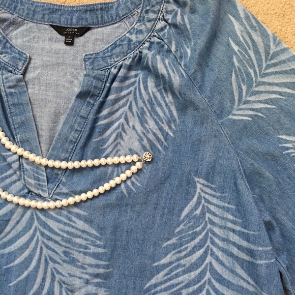 NEW Joe’s 100% cotton denim palm leaves tropical print top - S - Picture 3 of 7